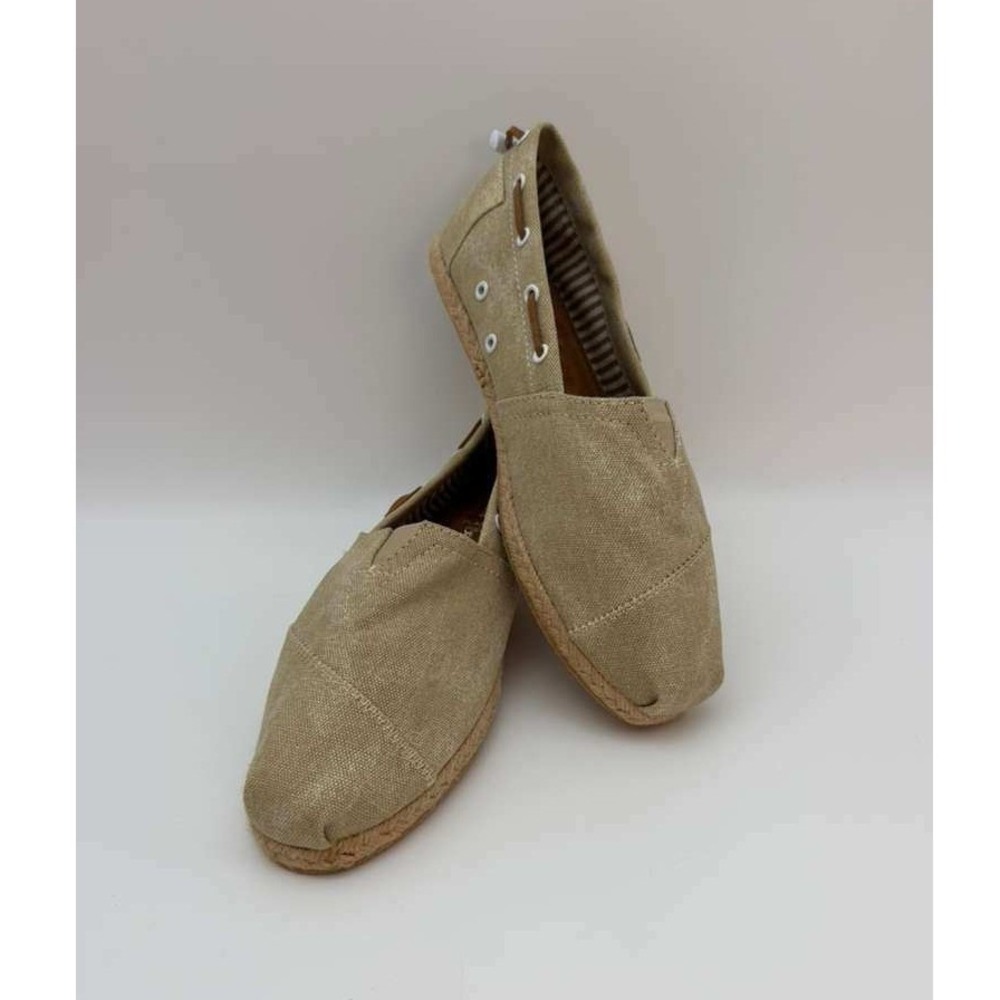 Slip-On Canvas Espadrille Shoes Lightweight Comfort Flat Women - Beige - Size 8 - Picture 2 of 8